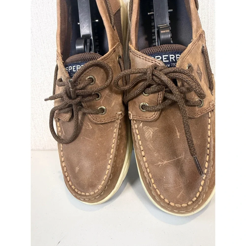 SPERRY Top-Sider size 8.5 Mens Convoy‎ 3-Eye Boat Shoe STS17292 Brown Leather